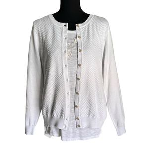 Charter Club White Textured Large Cardigan Sweater